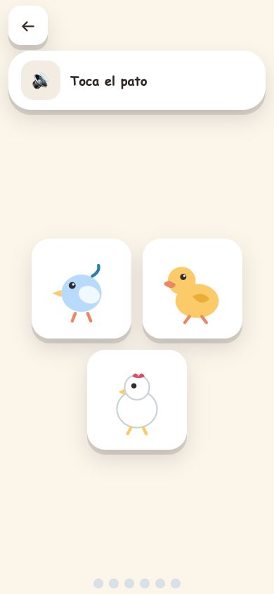 Actividad de cuatro años: toca el pato entre tres dibujos de animales